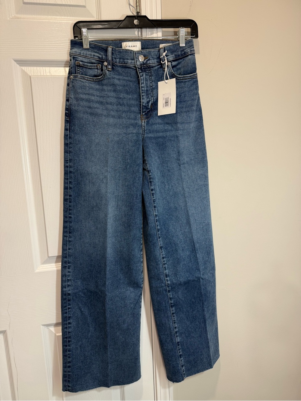 NWT FRAME Le Slim Palazzo High Rise Wide Leg Jeans Canals Raw After 28 Sealed - Picture 4 of 11